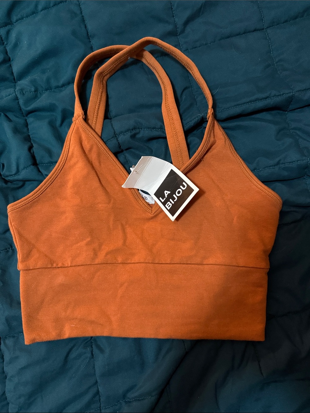 Rust Orange V-Neck Sports Bra